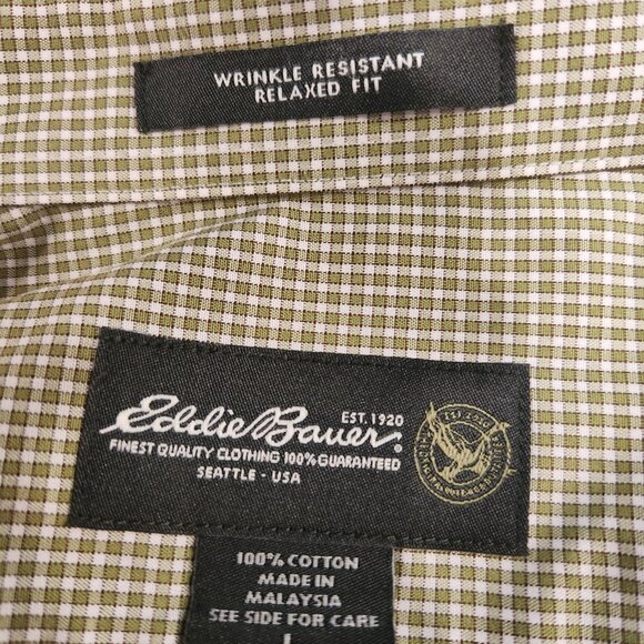 Eddie Bauer Green Check Long Sleeve Button-Up Shirt (Men’s L) - Picture 8 of 8